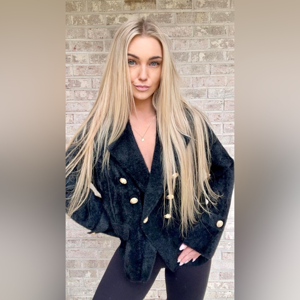 Elegant Black Double-Breasted Women's Coat